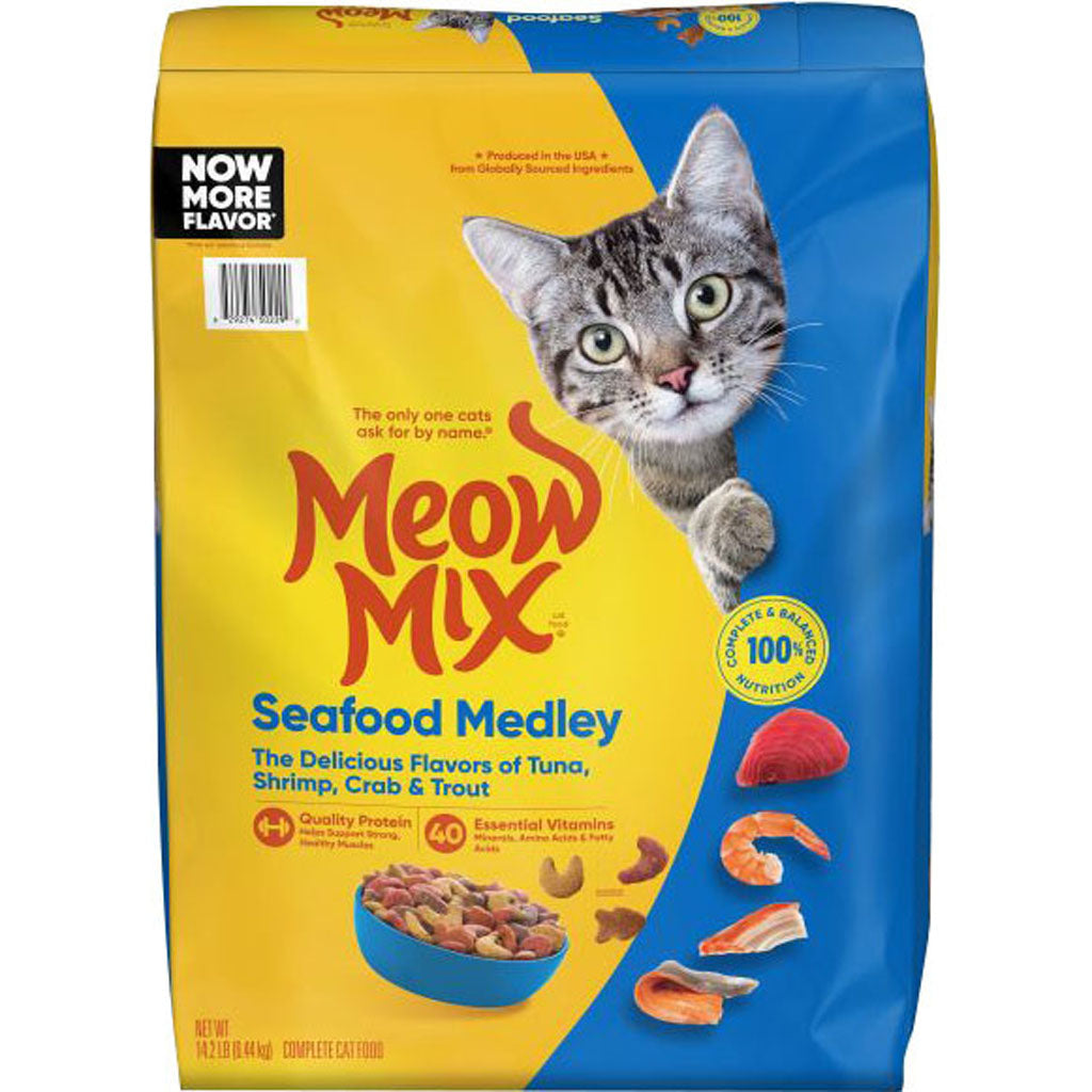 Meow Mix Seafood Medley Dry Cat Food (TUNA/SHRIMP/CRA, 14.2 LB)