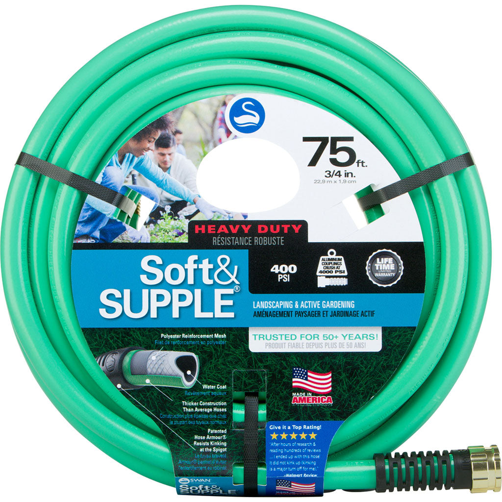 Swan Soft & Supple Heavy Duty Hose (GREEN, 3/4 IN X 75 FT)