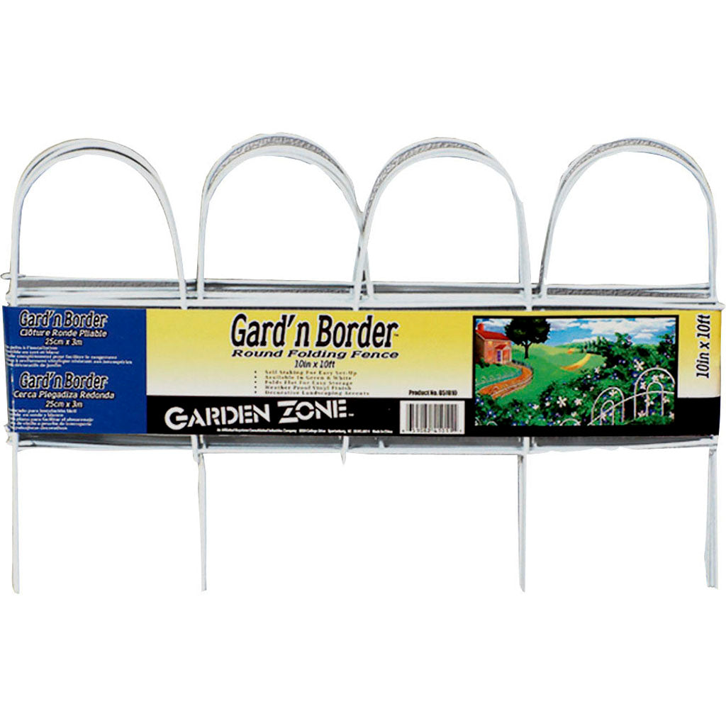 Gard'N Border Round Folding Border Fence (WHITE, 10 IN X 10 FT)