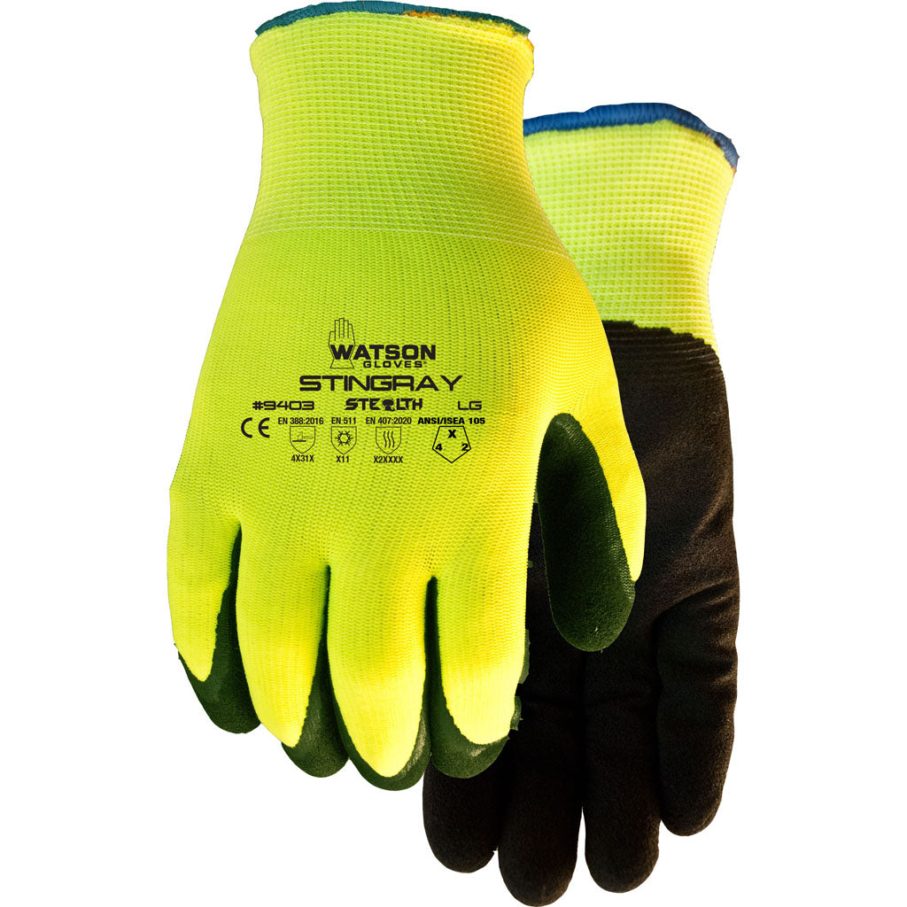 Watson Gloves Mens Stealth Stingray Nitrile (YELLOW, SM)