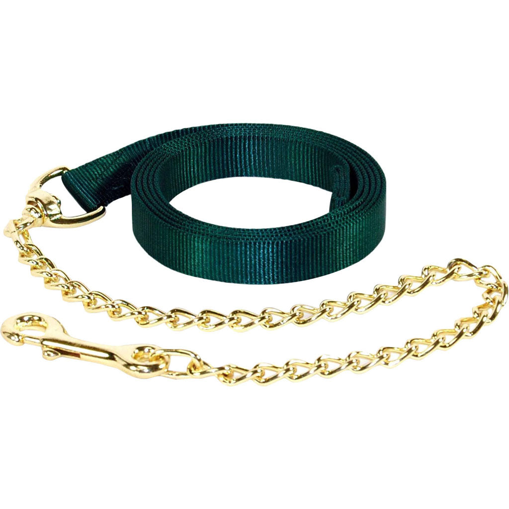 Hamilton Nylon Lead W/Chain & Snap (HUNTER GREEN, 7 FT)