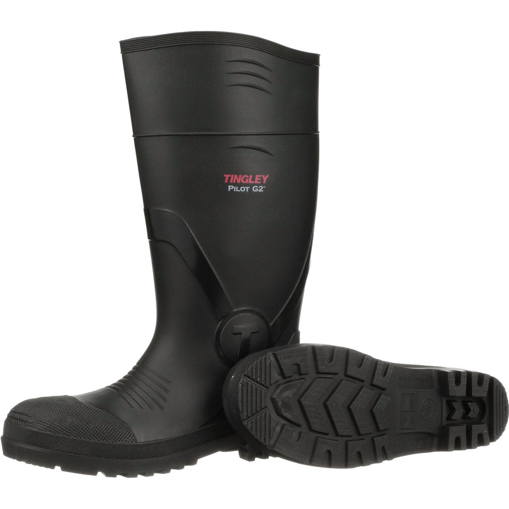 Tingley Pilot Plain Toe Knee Boot (BLACK, SZ 6)