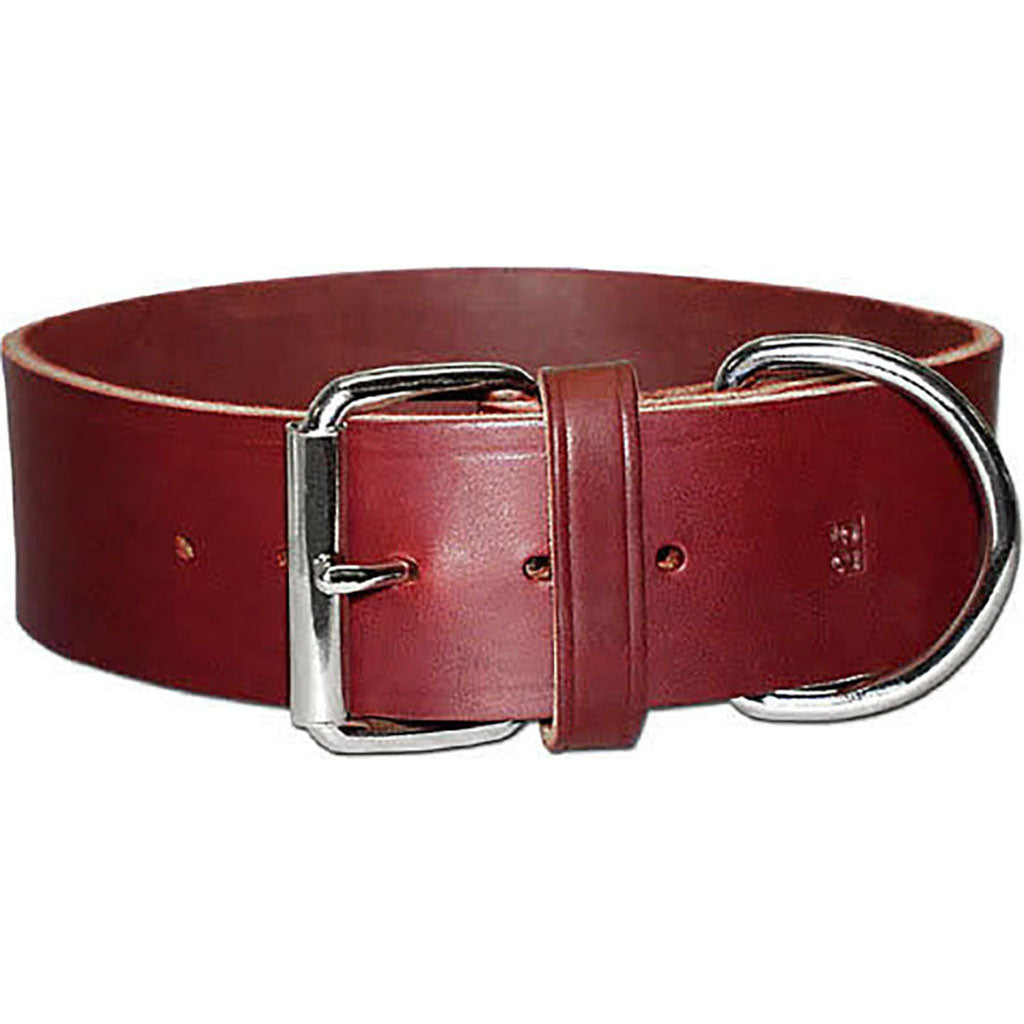 Latigo Leather 1 Ply Dog Collar (BURGUNDY, 2 X 21 IN)