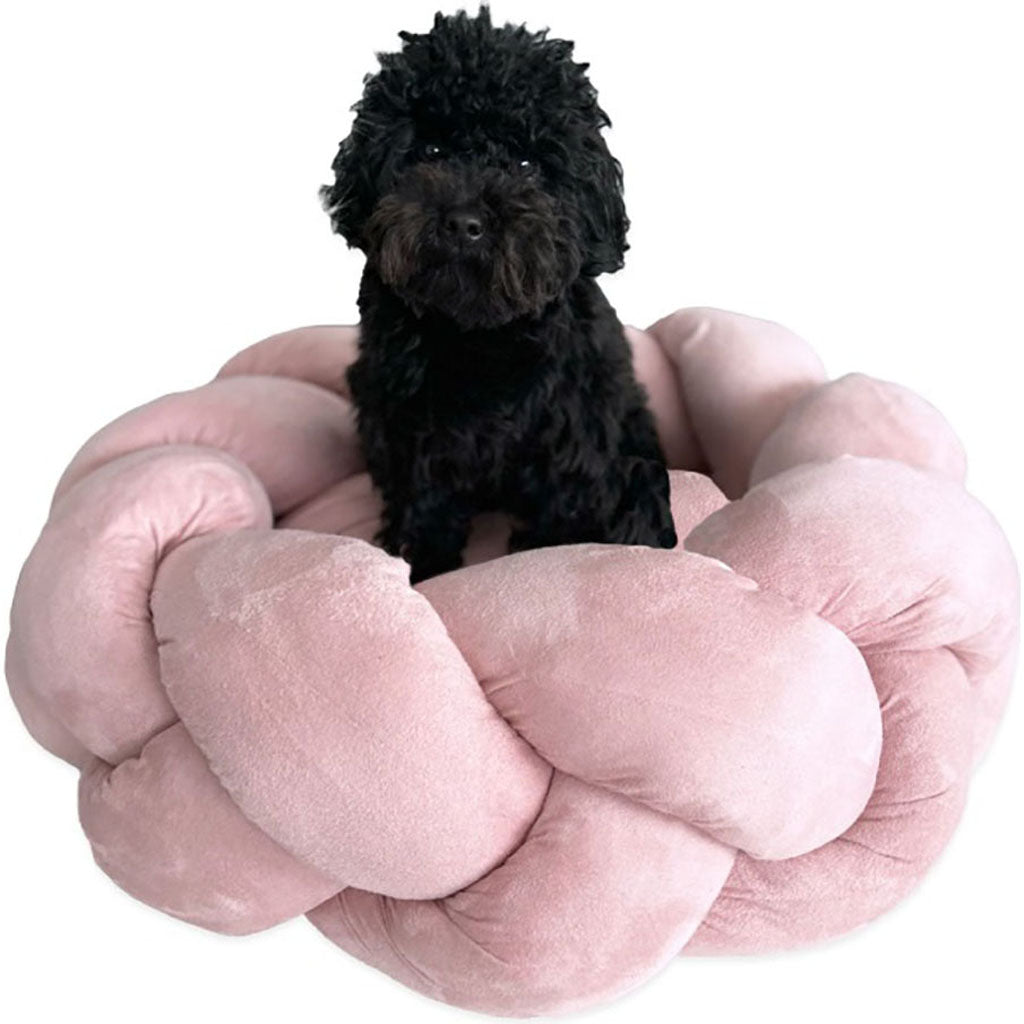 Goo-Eez Round Braided Suede Pet Bed (PINK, 24 IN)
