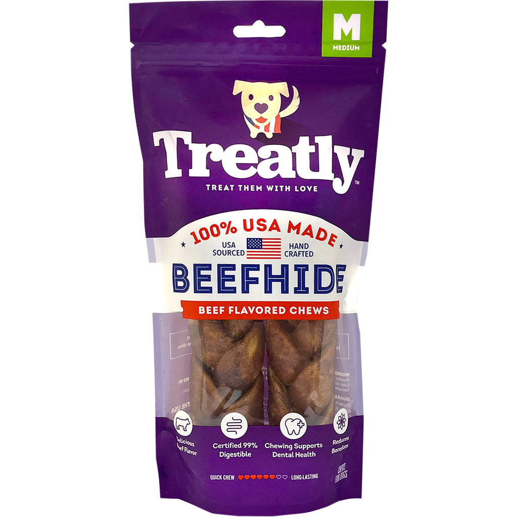 Treatly 100% Usa Beefhide Braids (BEEF, 7 IN-2 PK)