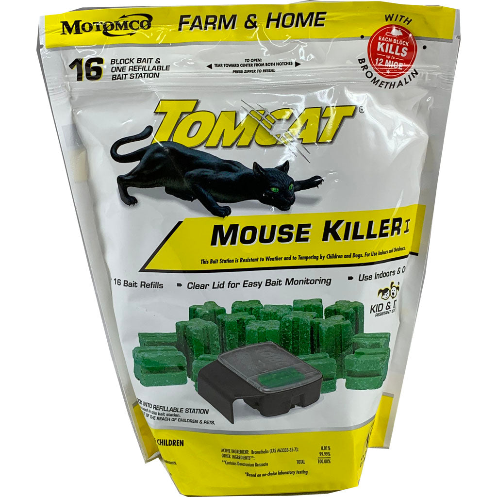 Tomcat Mouse Killer I Refillable Bait Station (BLACK, 1 OZ-16 CT)