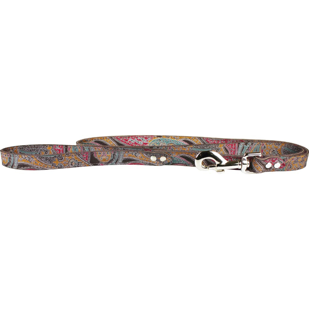 Leather Paisley Dog Leash (CHOCOLATE, 3/4X4FT)