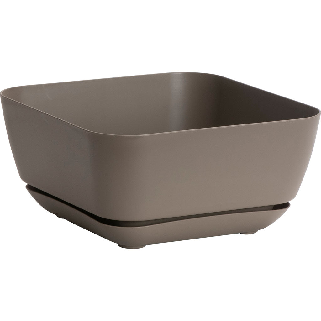 Garden Planter W/Attached Tray (TAUPE, 12 IN)