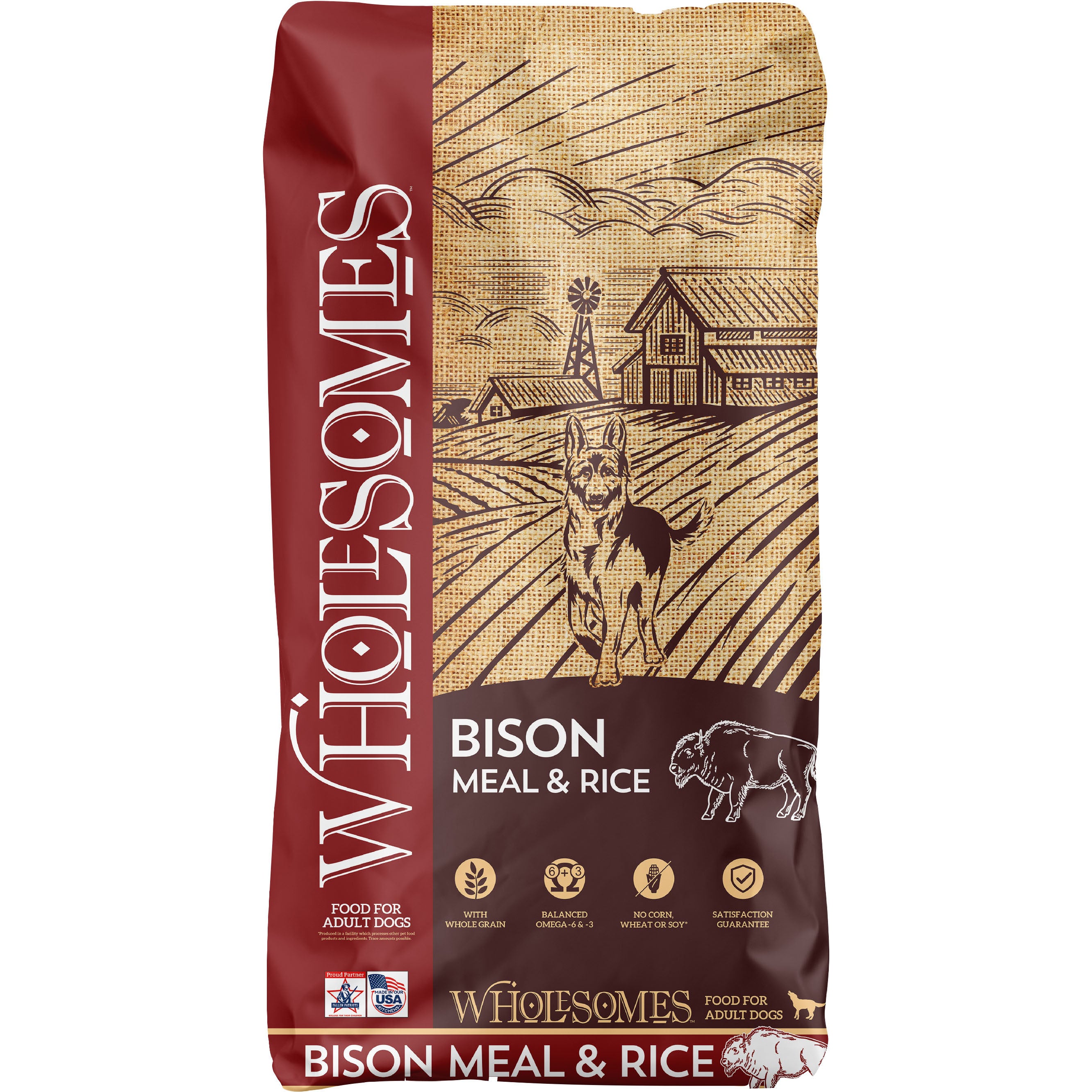 Wholesomes Whole Grain Adult Dog Food (BISON/RICE, 35 LB)