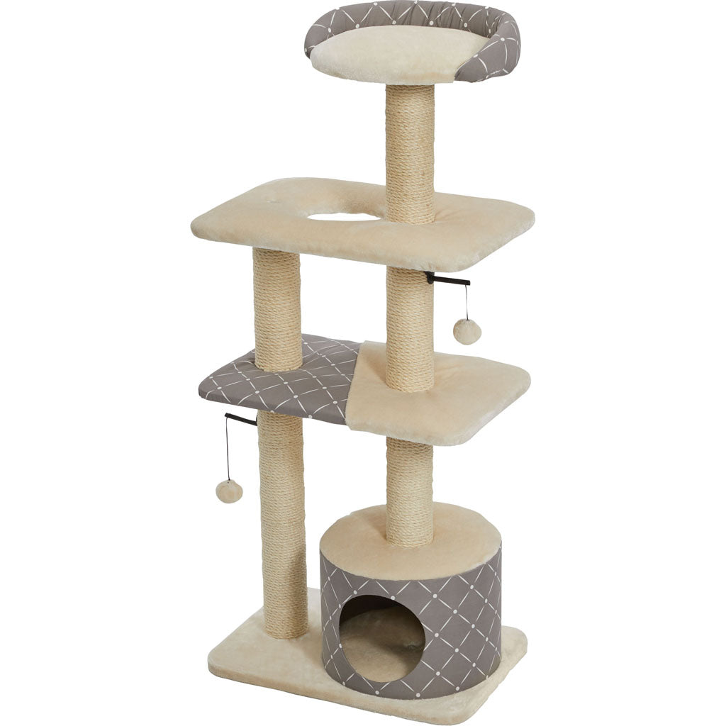 Cat Furniture In Tower Style (GRAY/TAN, 22X15X50.75 IN)