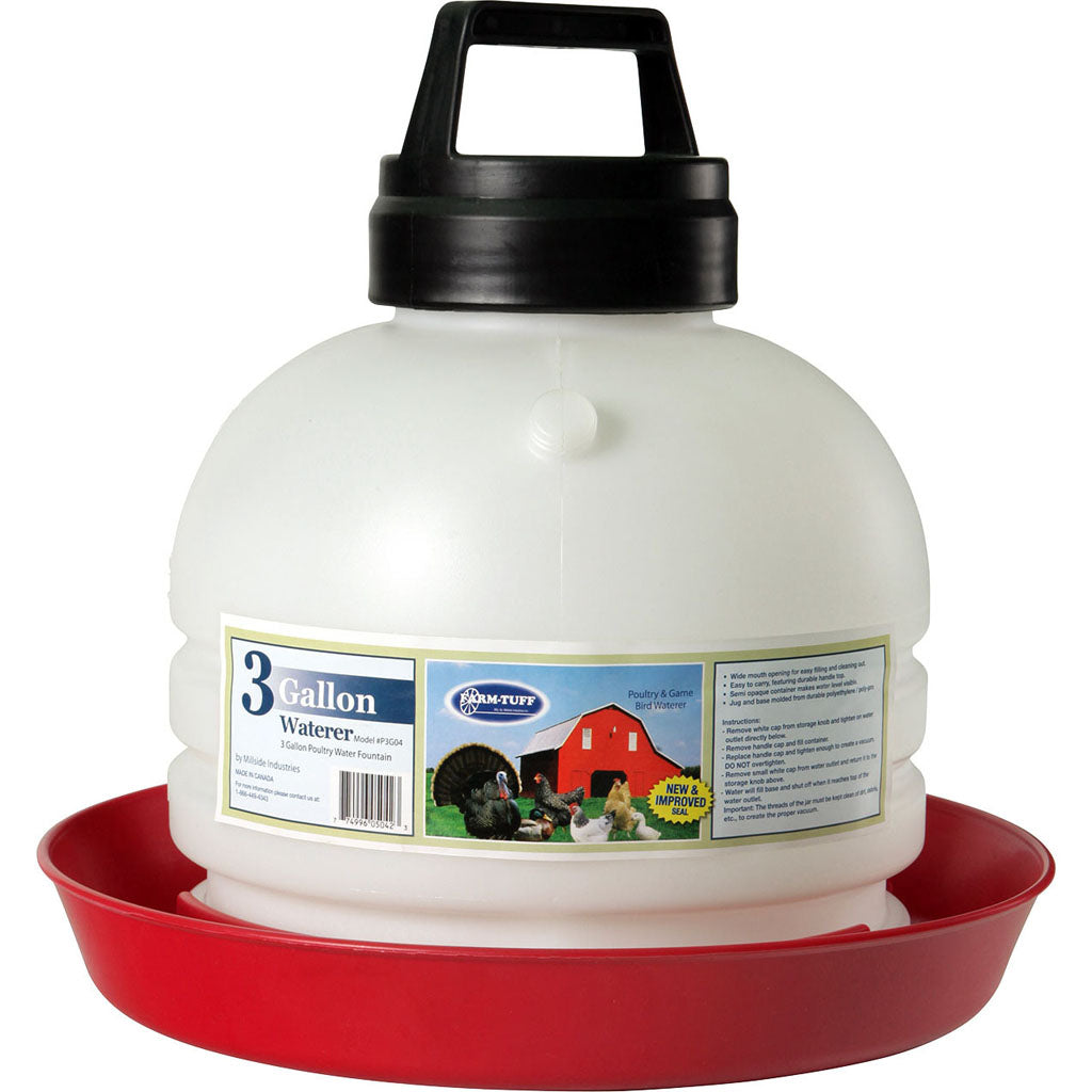 Farm-Tuff Top Fill Poultry & Game Bird Fountain (OPAQUE/RED, 3 GAL)