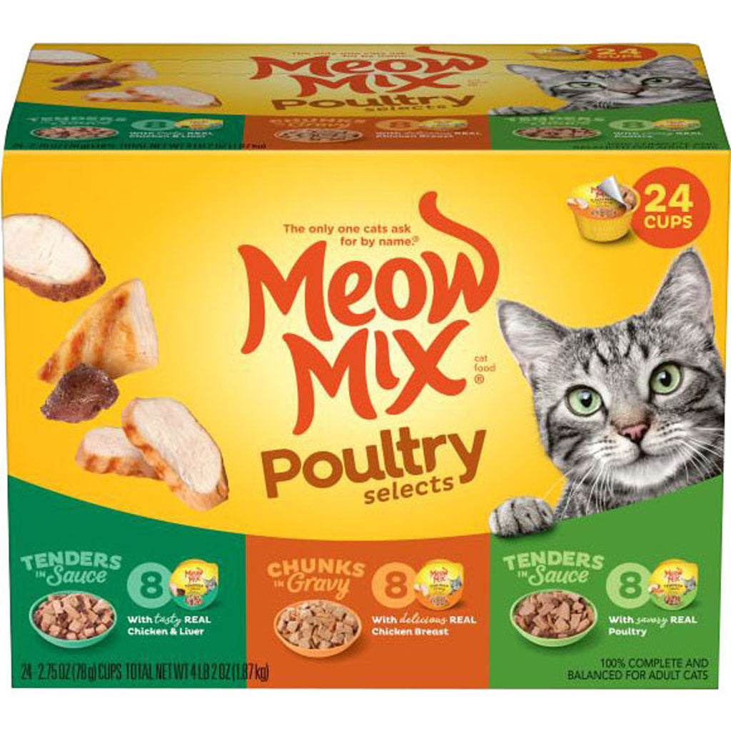 Meow Mix Poultry Selects Wet Cat Food Variety Pack (VARIETY, 24 PK)