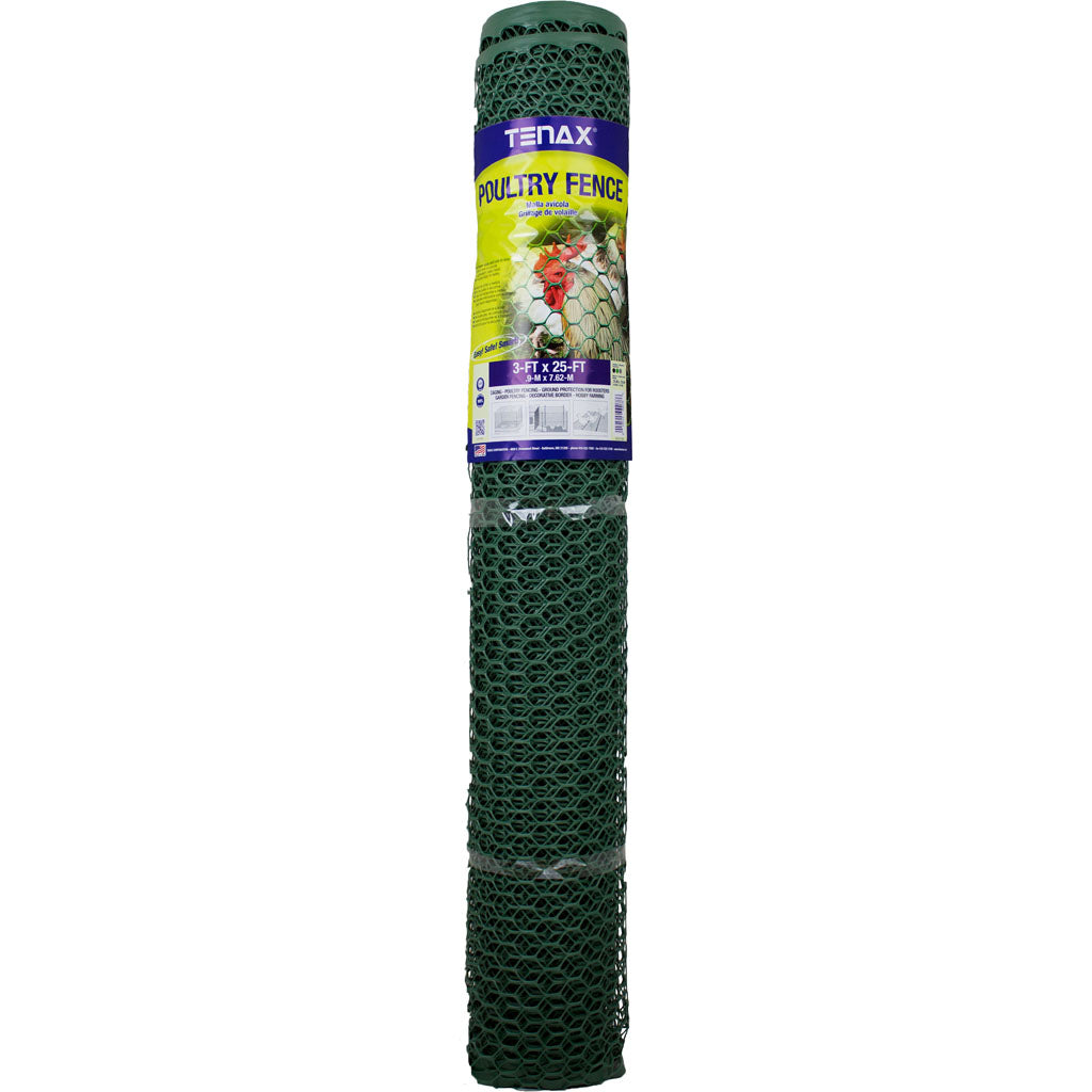 Tenax Plastic Hex Net Poultry Fence (GREEN, 3X25 FT)