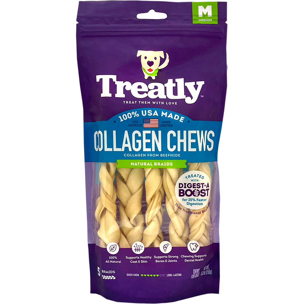 Treatly Usa  Collagen Braids (NATURAL, 6 IN-5 PK)