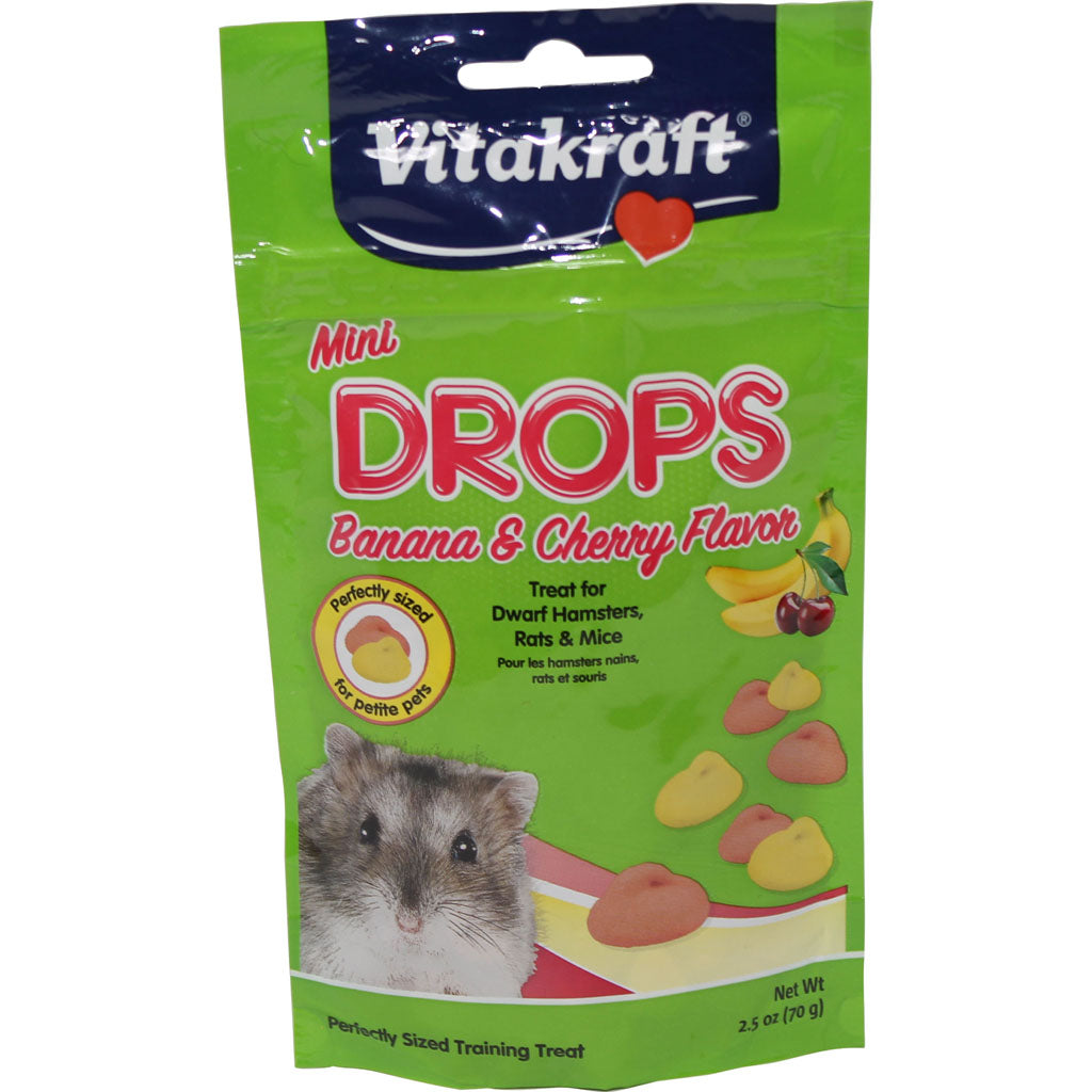 Vitakraft Mini Drops Dwarf Hamster Treats (BANANA/CHERRY, 2.5 OZ)