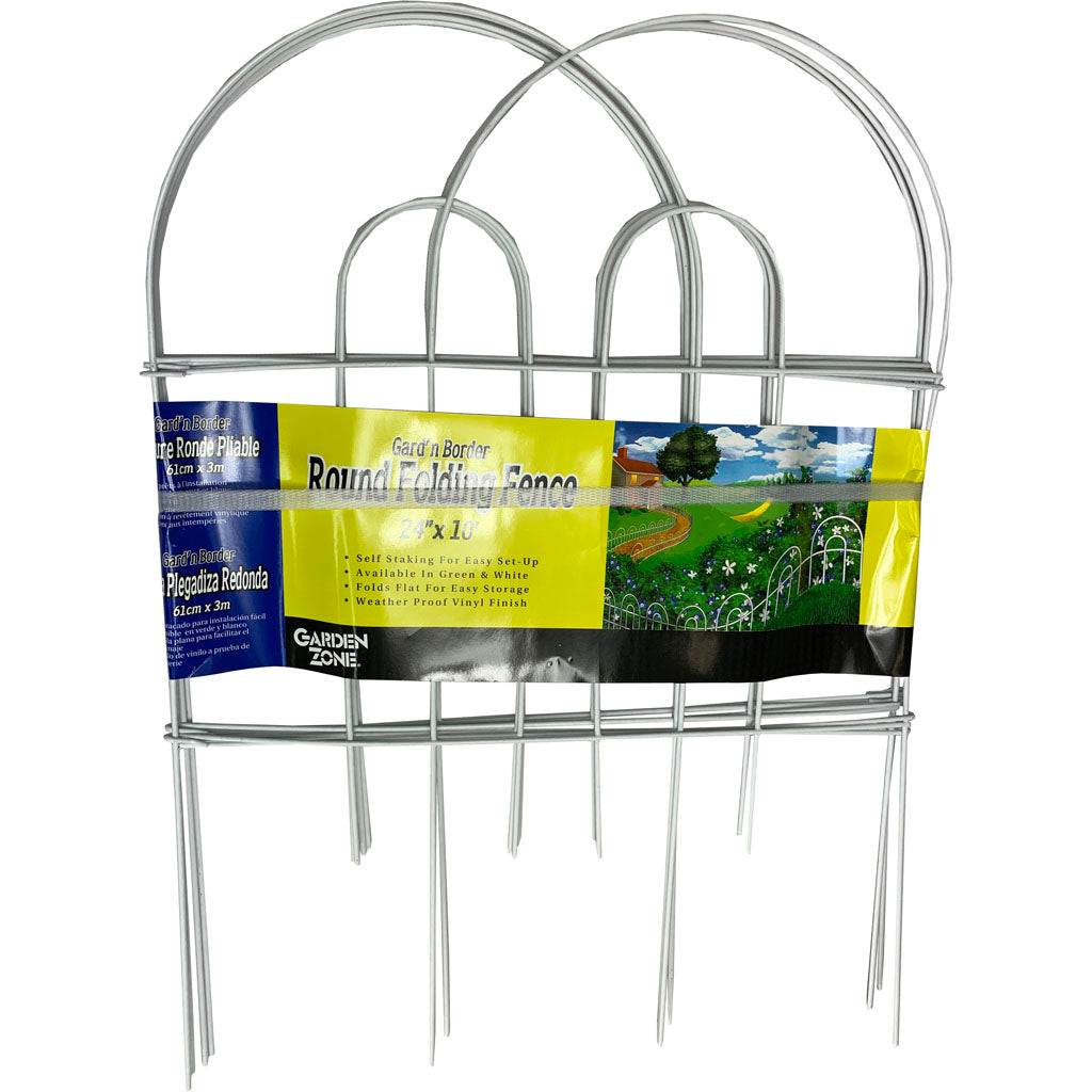 Gard'N Border Round Folding Border Fence (WHITE, 24 IN X 10 FT)