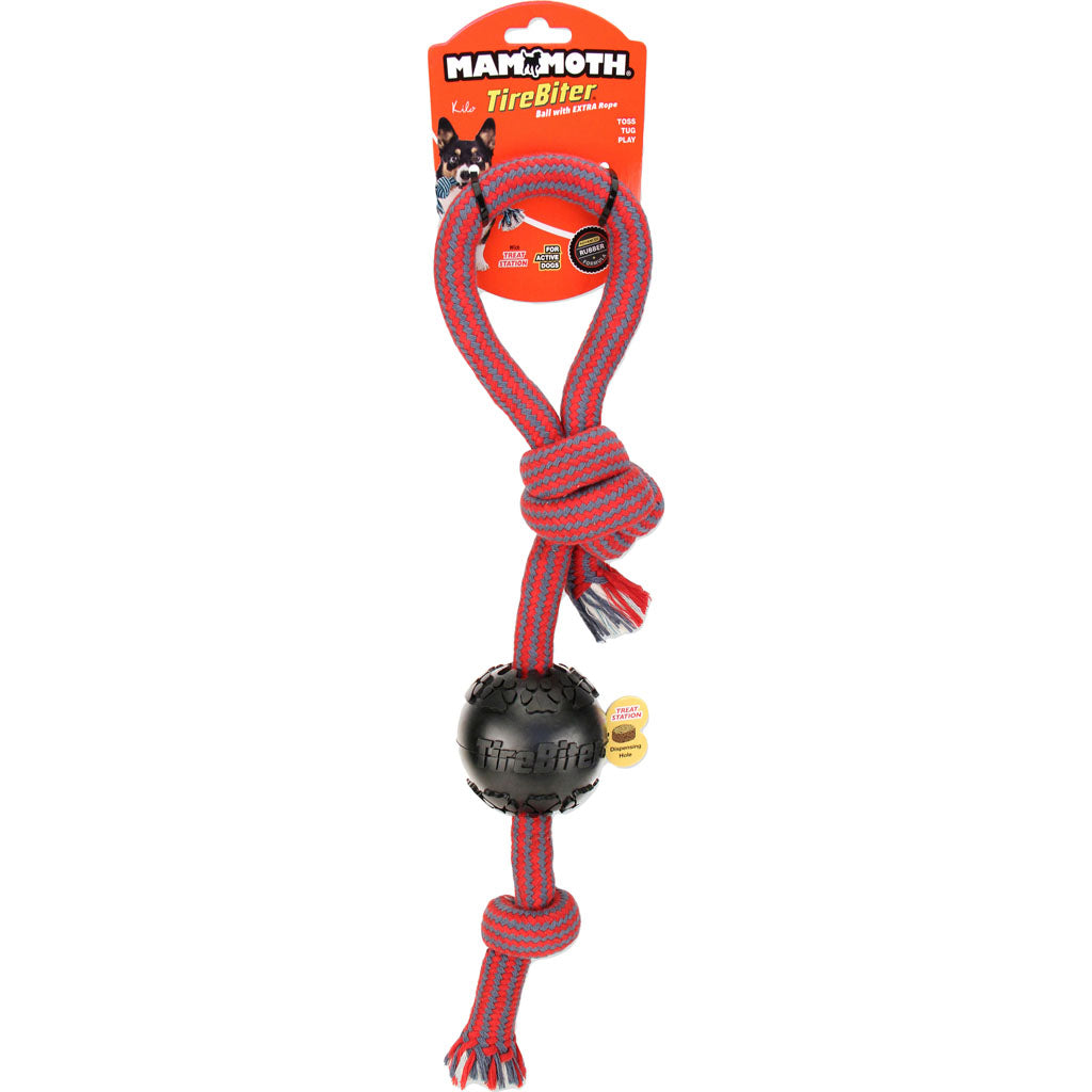 Mammoth Tirebiter Ball W/Extra Pull Tug (BLK, 20 IN)