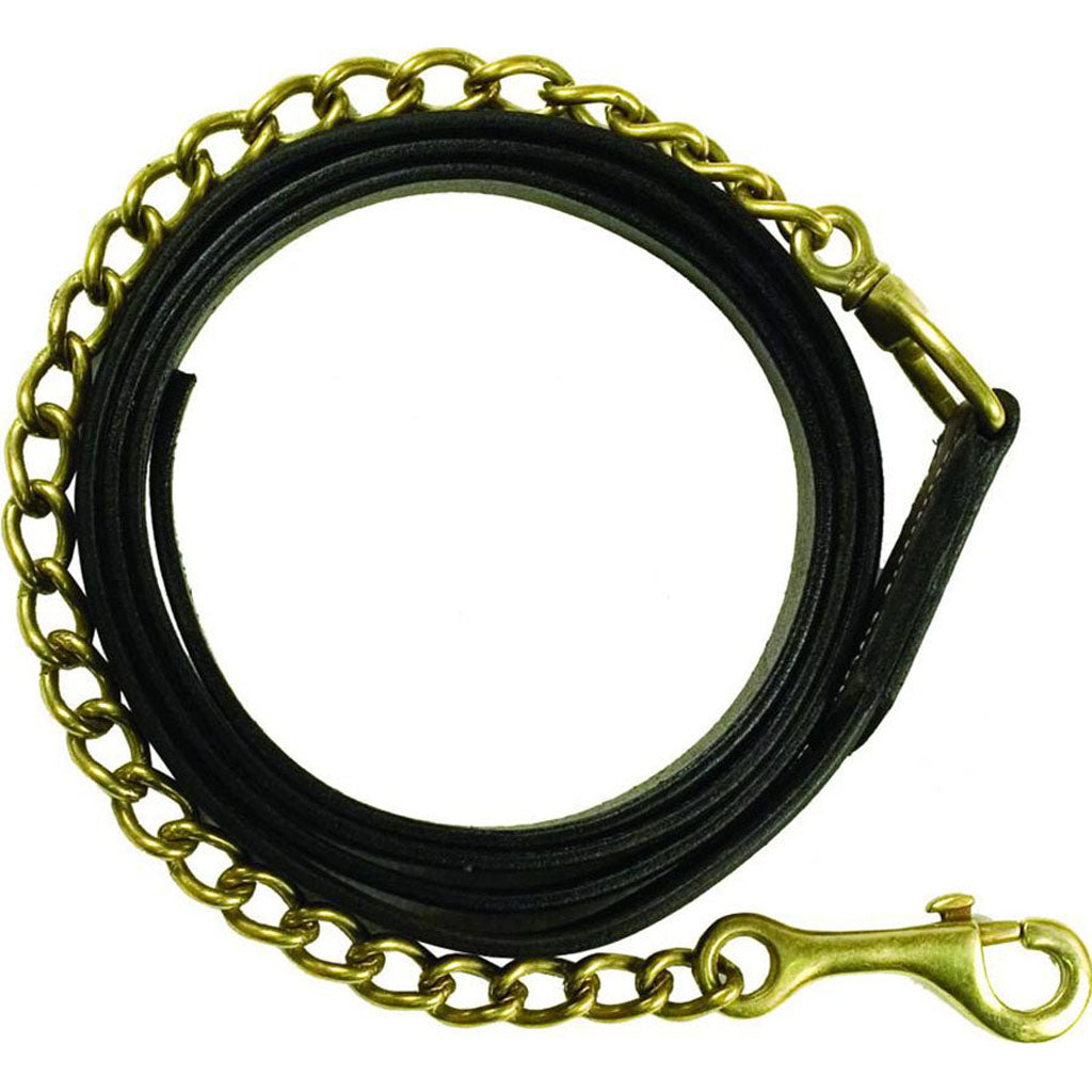 Gatsby Leather Lead W/30  Chain (HAVANA, 7.5 FT X 30 IN)