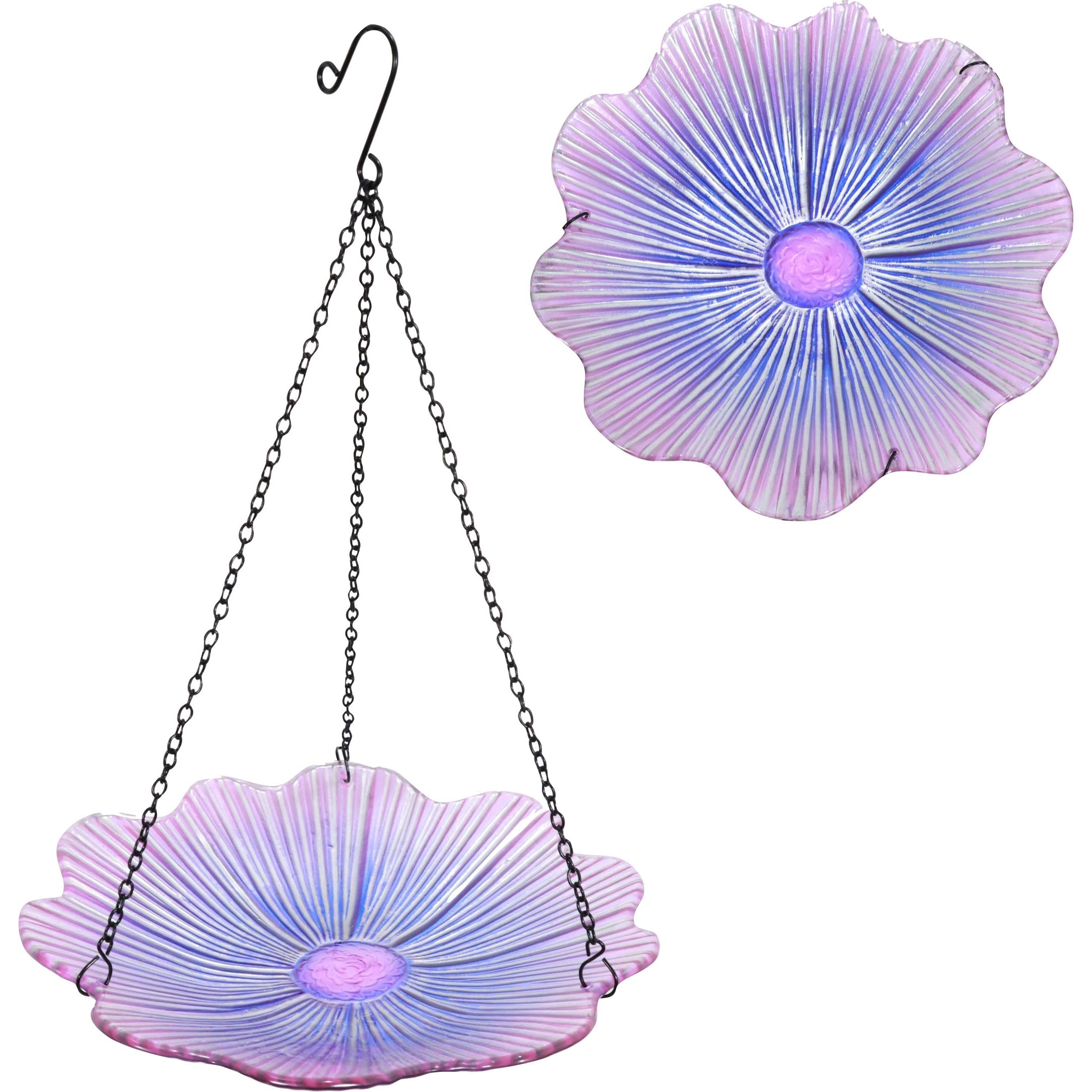 Ecocycle Violet Begonia Hanging Bird Bath/Feeder (VIOLET, 11 IN)
