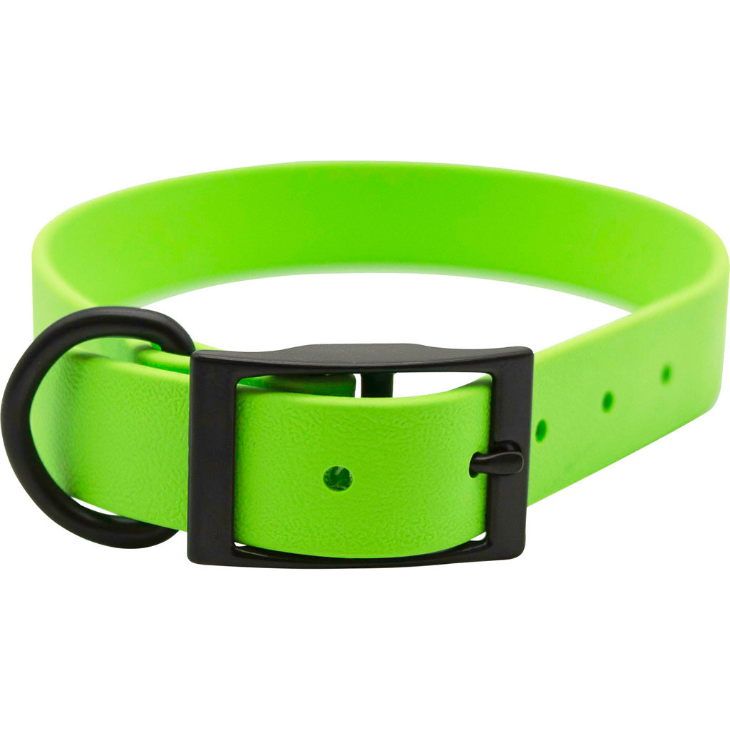 Zeta Biothane Dog Collar W/ Blk Hardware (LIME GREEN, 1 X 20 IN)