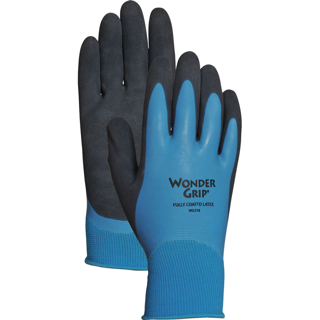 Wonder Grip Liquidproof Full Dip Latex Gloves (BLUE, SM)