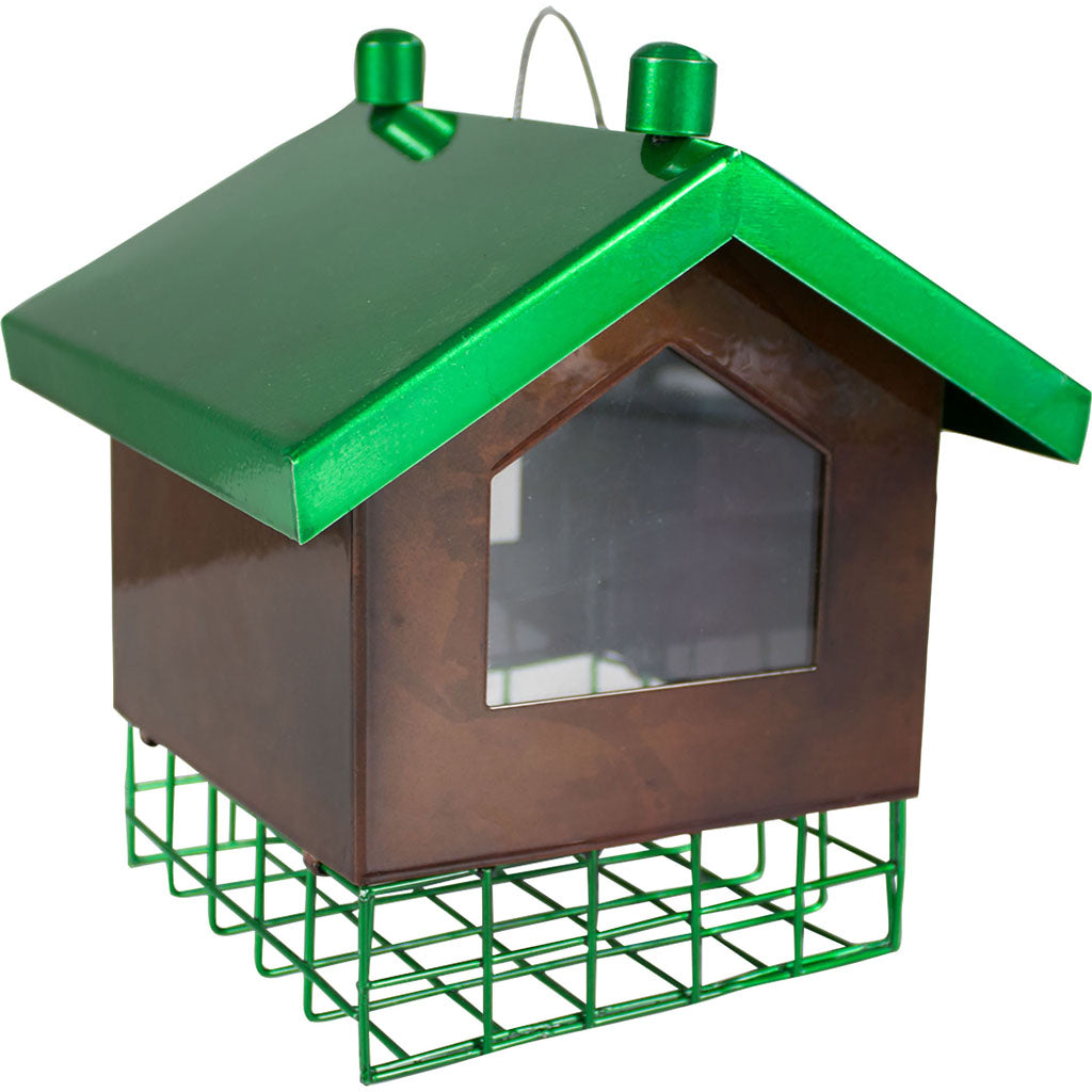 Flipside Metal Suet Cage Feeder (GREEN/BROWN, 4-5 CAKE CAP)