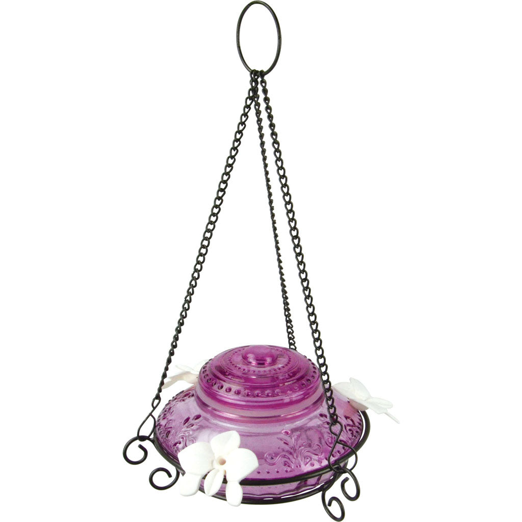 Antique Glass Top Fill Hummingbird Feeder (PURPLE, 14 OZ)