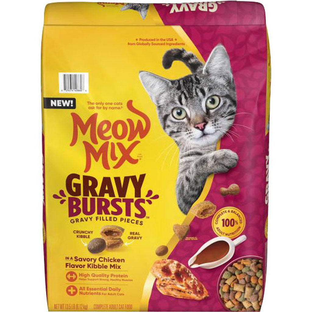 Meow Mix Gravy Bursts Dry Cat Food (CHICKEN, 13.5 LB)