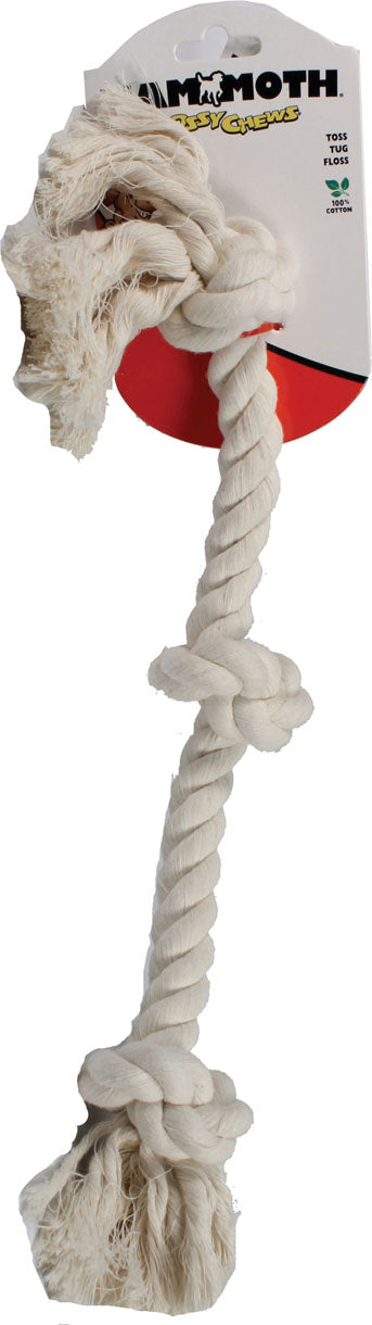 Flossy Chews Cotton 3 Knot Rope Tug (WHITE, 20 IN)