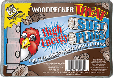 C&S Woodpecker Treat Suet Plugs (HIGH ENERGY, 12 OZ)