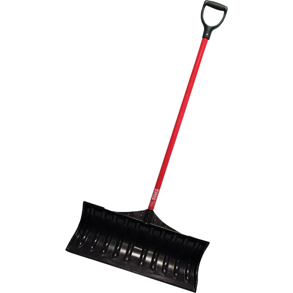 Bully Tools Poly Snow Pusher Fiberglass D Handle (RED, 57X27 IN)