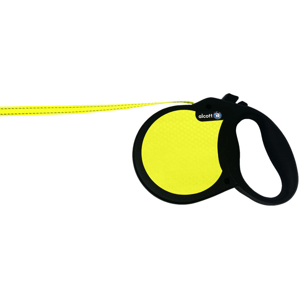 Alcott Visibility Retractable Belt Leash (NEON YELLOW, LG-16 FT)