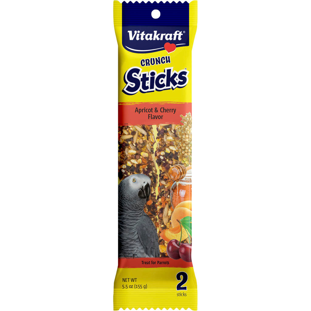 Vitakraft Crunch Sticks Cockatiel Treats (APRICOT/CHERRY, 3.5 OZ)