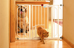 Extra Wide Pet Gate W/Slide Handle (WHITE, 29-51X30 IN)