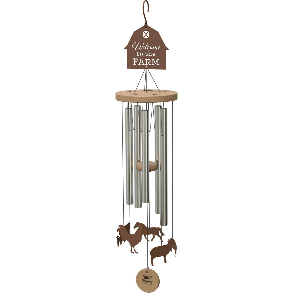 Farm Animal Wind Chime W/ 5 Animal Icons (RUST, 36 IN)