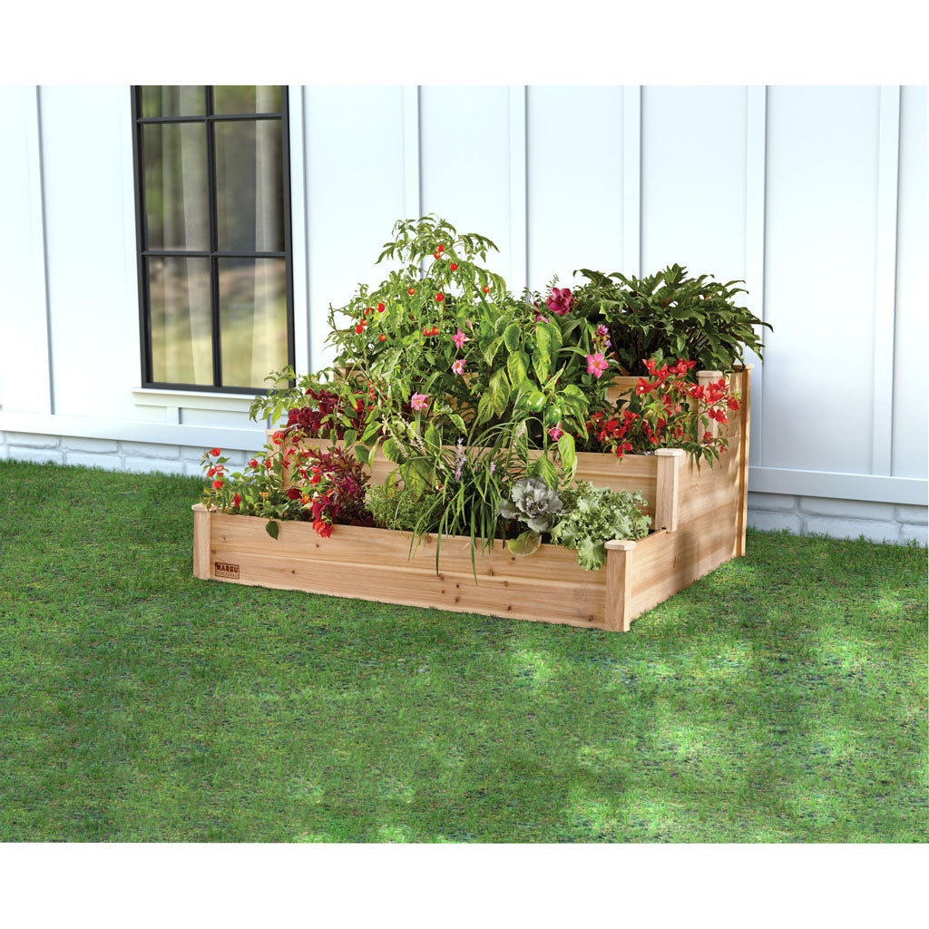 Raised Cedar 3 Tier Step Garden Planter (CEDAR, 48X48X22 IN)