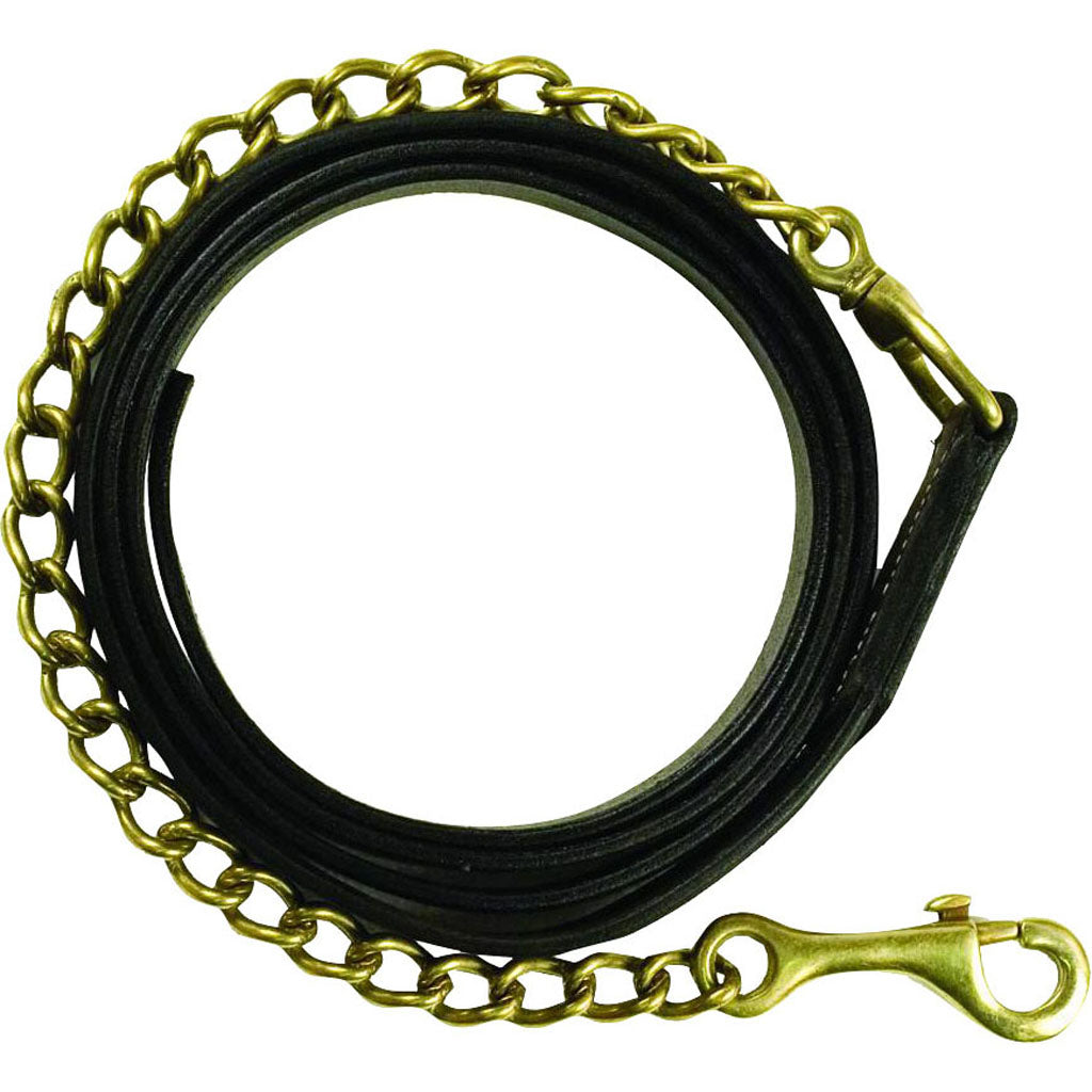 Gatsby Leather Lead W/20  Chain (HAVANA, 6.5 FT X 20 IN)