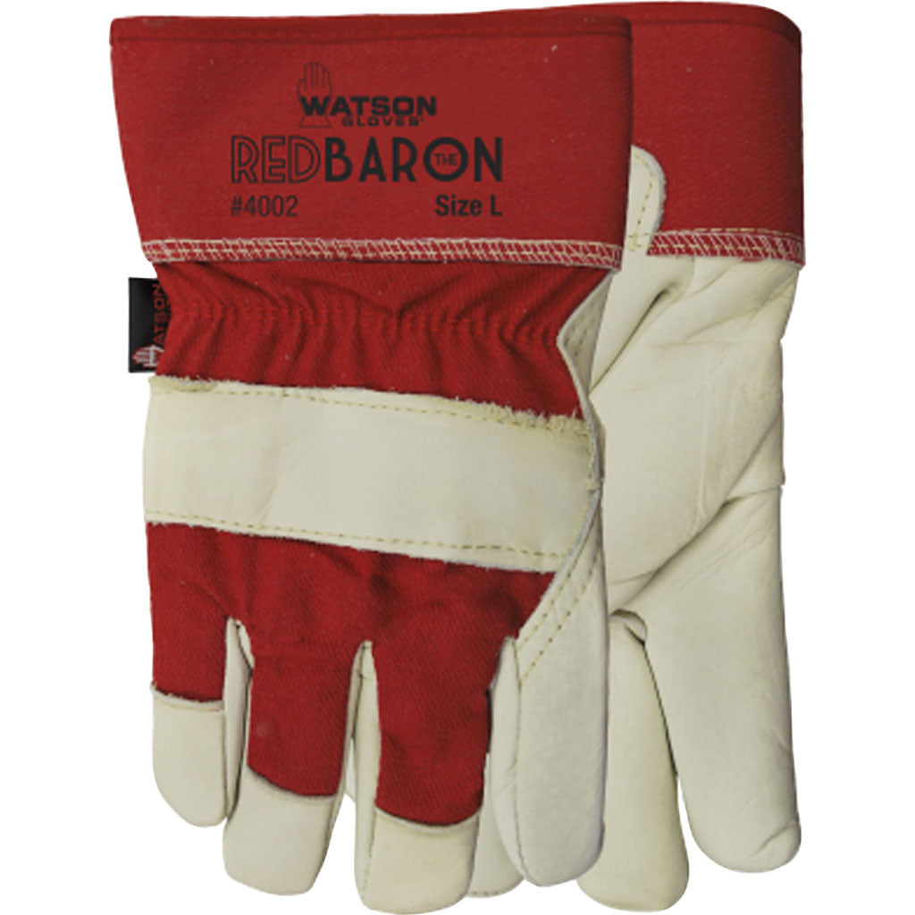 Watson Gloves Mens Red Baron Full Grain Cowhide (WHITE, MD)