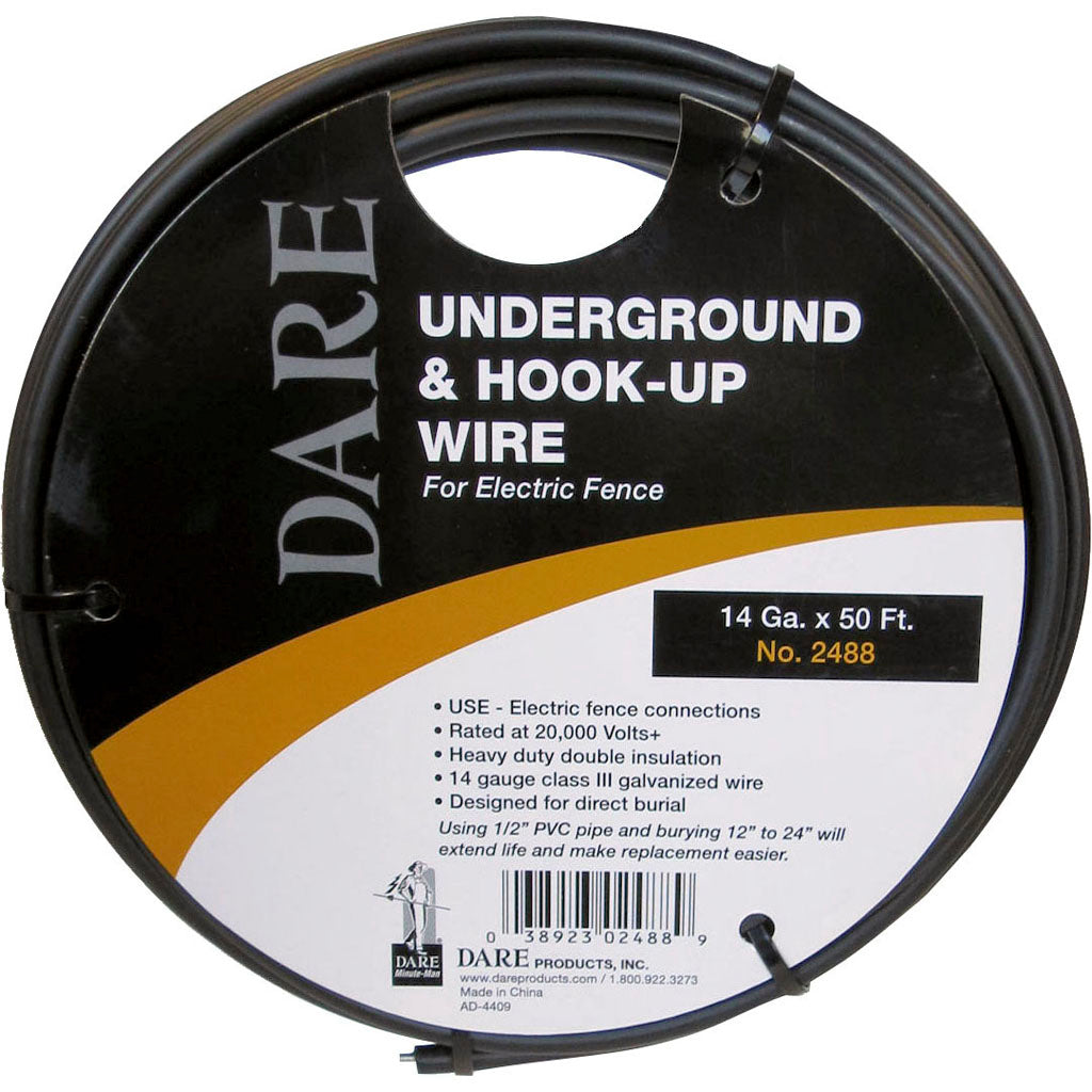 Dare Electric Fence Underground & Hook Up Wire (BLACK, 14 GA-50 FT)