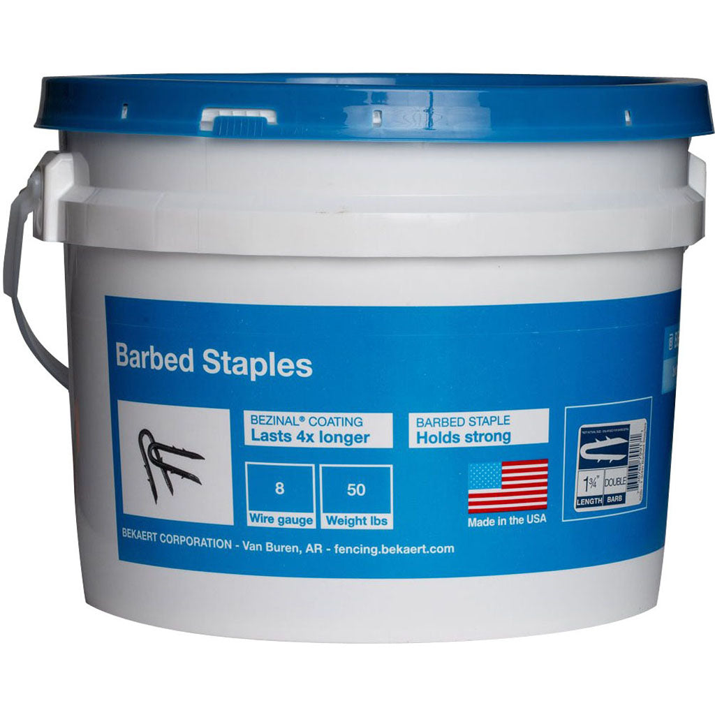 Bekaert Barbed Fence Staple Bezinal Coated Bucket (8 GA-1.50 IN-50)
