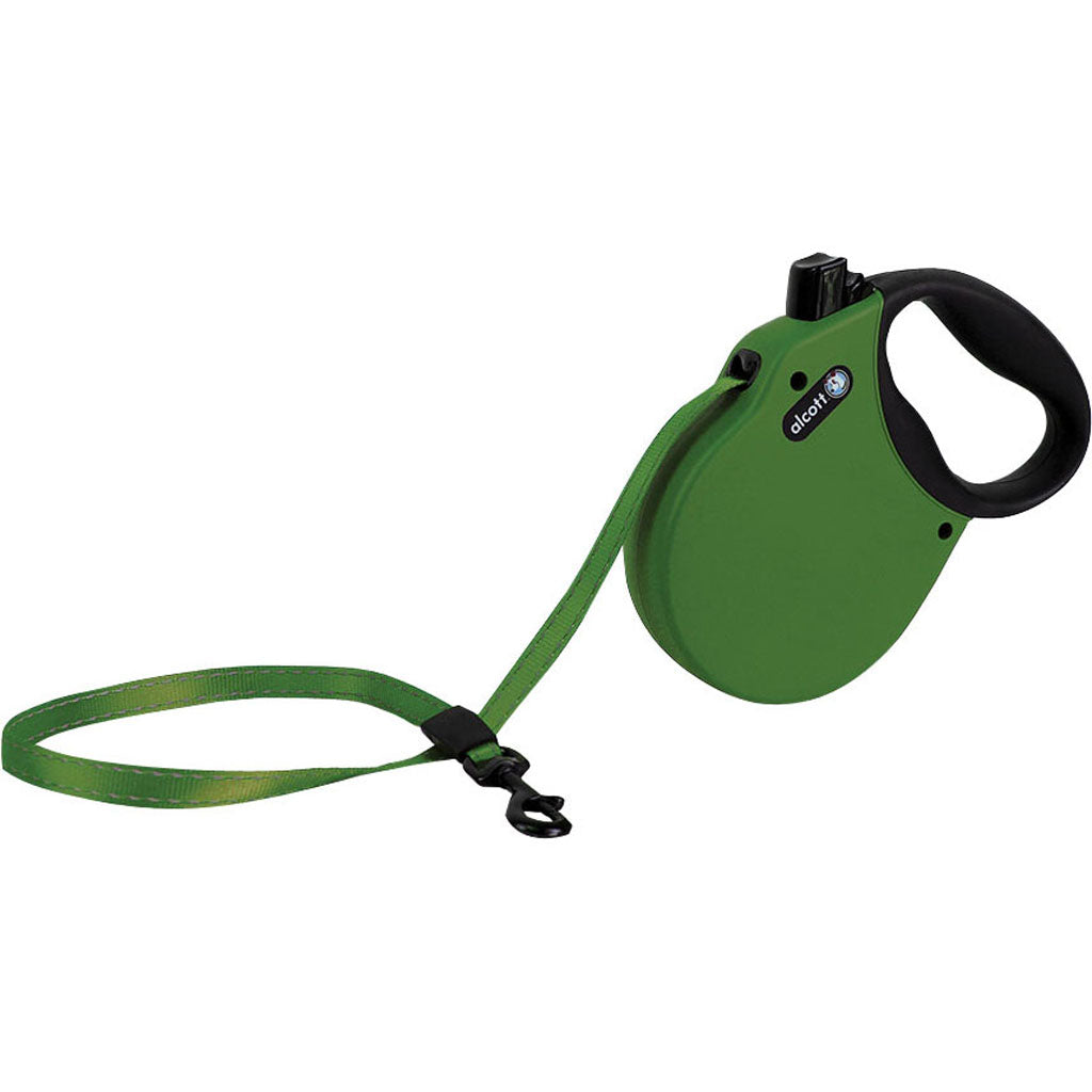 Alcott Adventure Retractable Belt Leash (GREEN, SM-16 FT)
