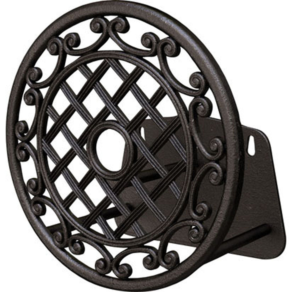 Cast Aluminum Scroll Wall-Mount Hose Hanger (BLACK, 14X14X13 IN)