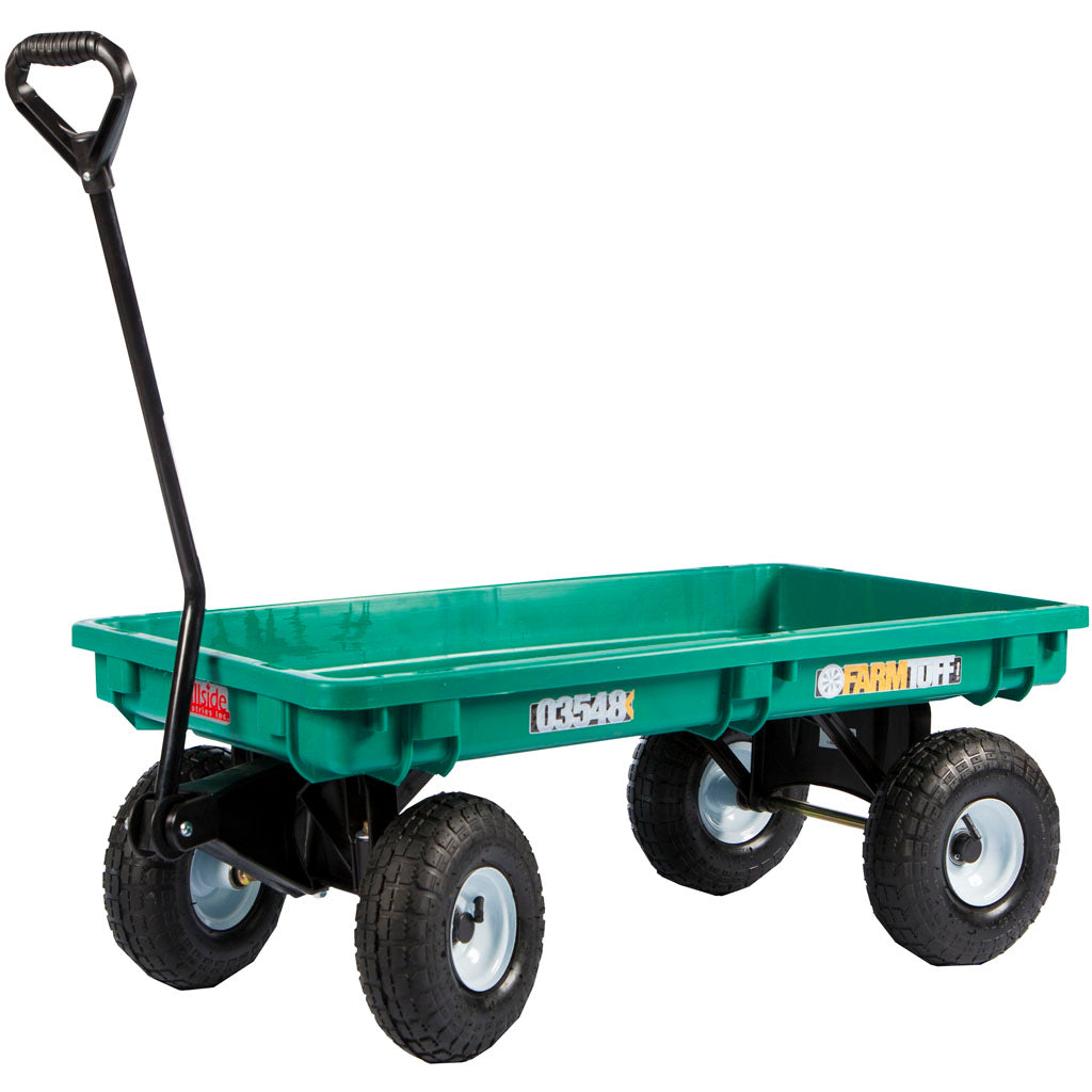 Farm-Tuff Deck Wagon Plastic W/Flat Free Tires (GREEN, 20X38 IN)