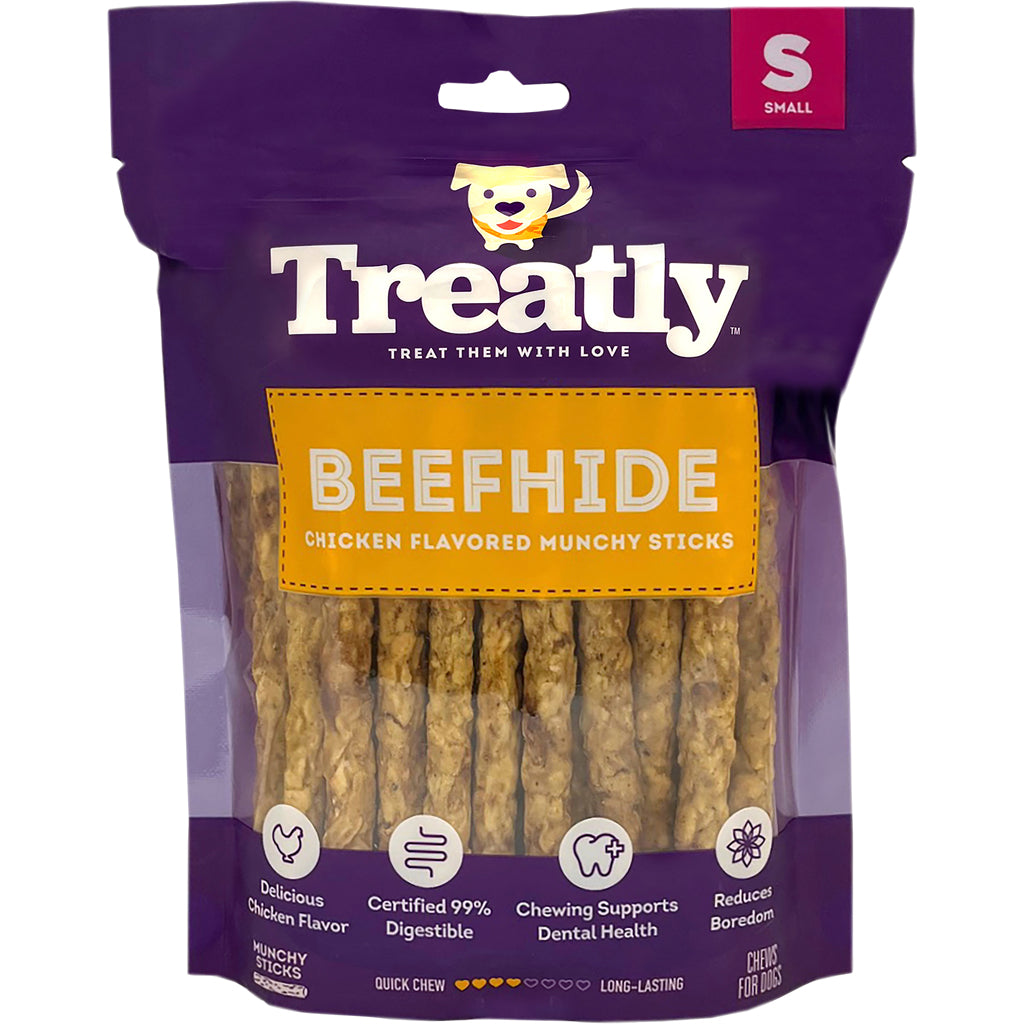 Treatly Beefhide Munchy Sticks (CHICKEN, SM-40 PK)