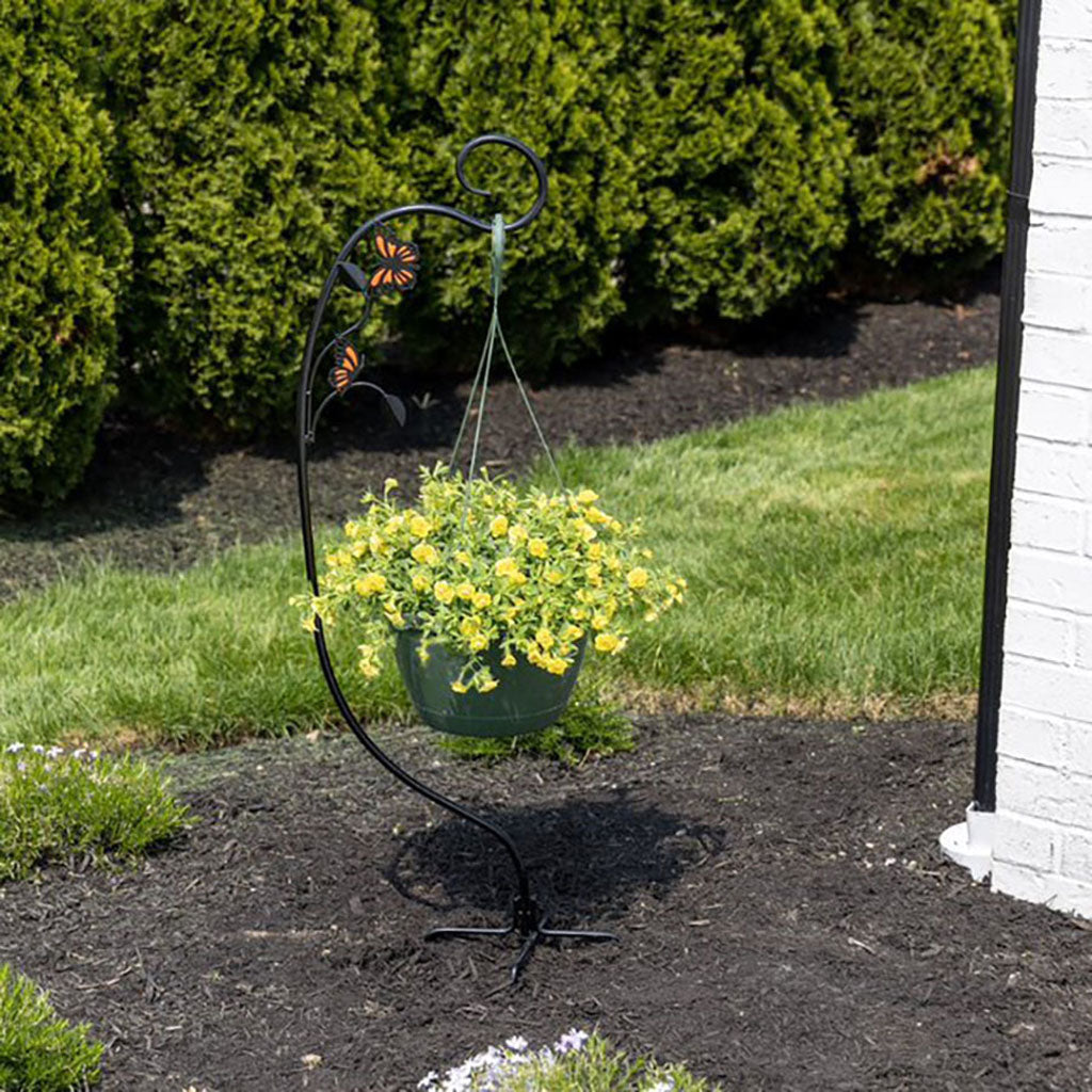 Monarch Butterflies Yard Stake Basket Hanger (GREEN, 40 IN)