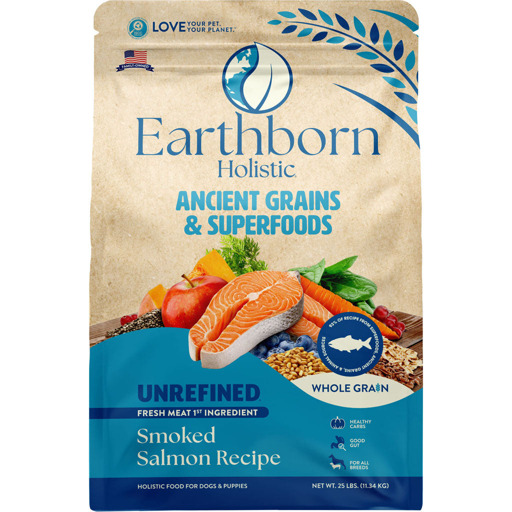 Earthborn Holistic Unrefined Whole Grain Dog Food (SMOKED SALMON, 25 LB)