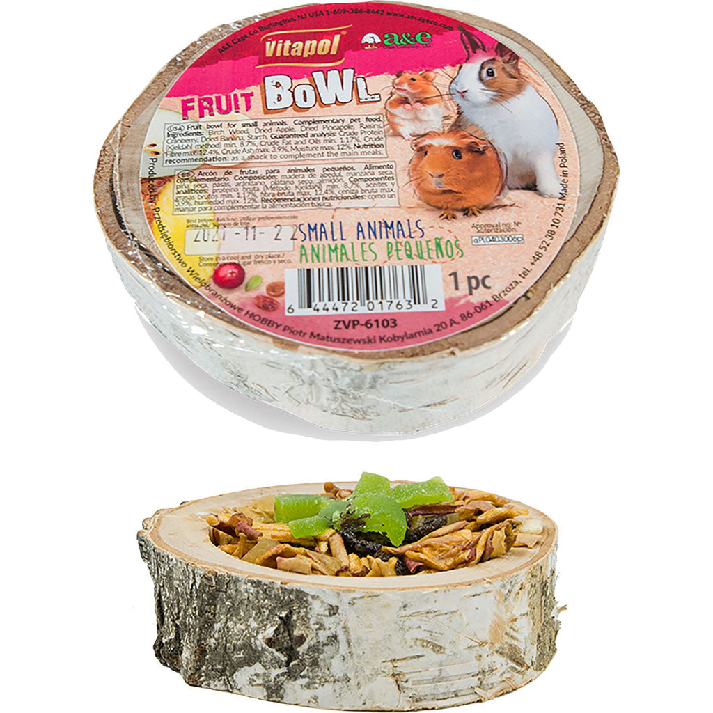 Vitapol Small Animal Wood Treat Bowl (FRUIT, 4.5 IN)