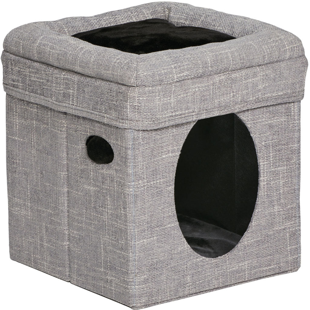 Feline Nuvo Curious Cat Cube (SILVER, 15X15X16.5 IN)