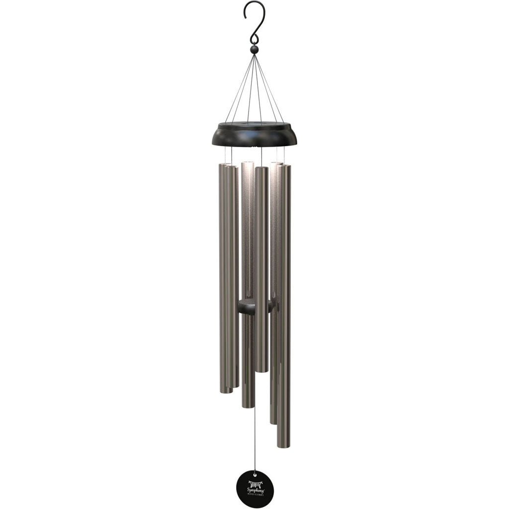 Solar Light Wind Chime W/ Black Accents (BLACK/SILVER, 40 IN)