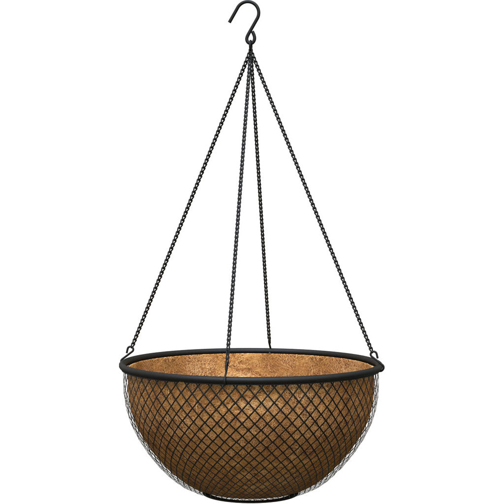 Tube & Mesh Hanging Basket W/Coco Liner (BROWN, 16 IN)